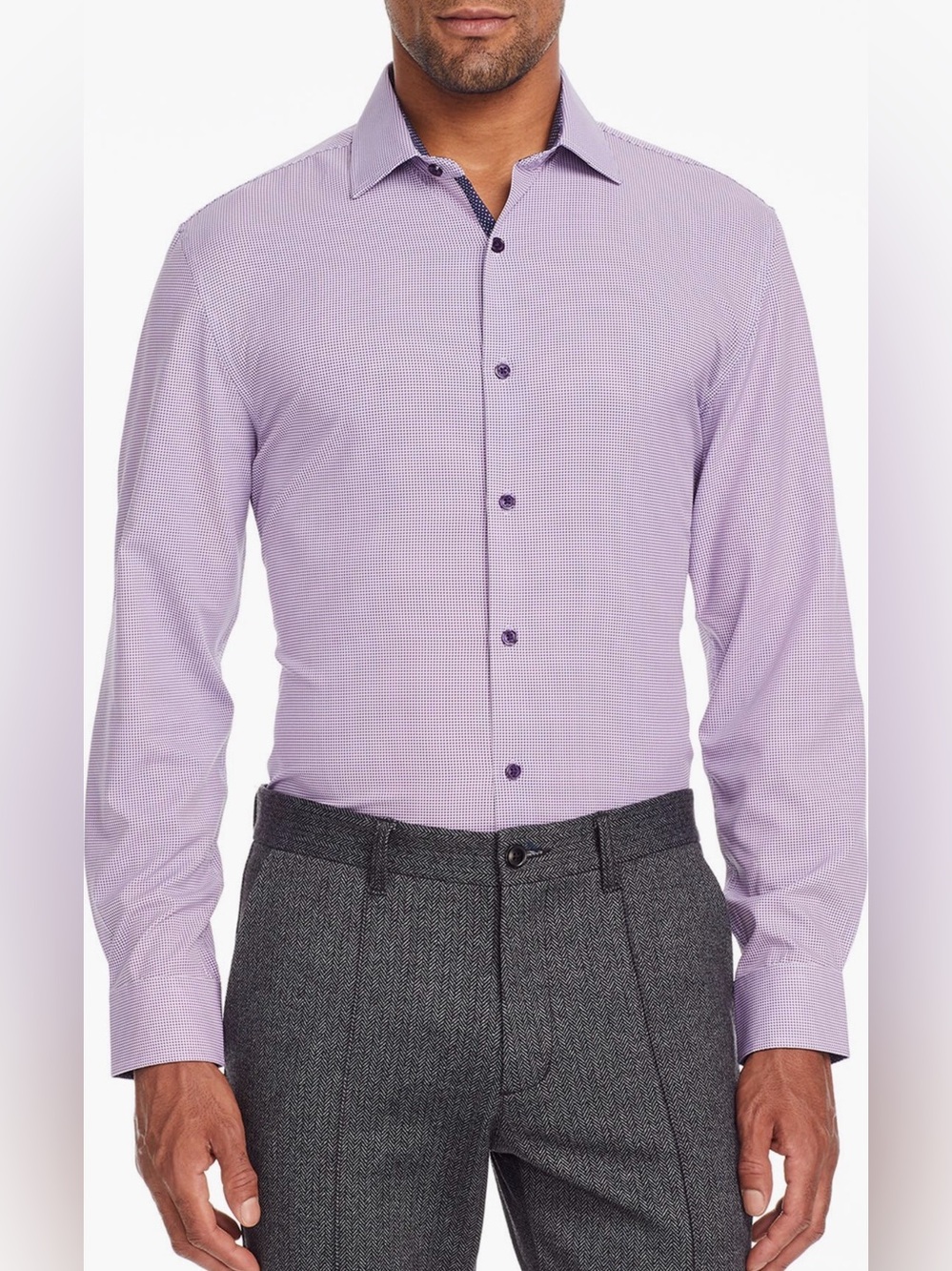 WRK Men's Light Purple Dress Shirt - Classic Stretch Fit